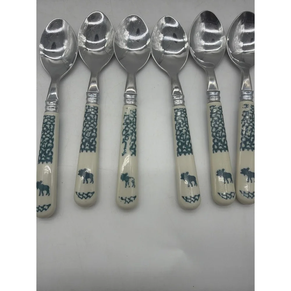 Folk Craft Moose Country 24pc Flatware Set Tienshan  Service for 6 1999